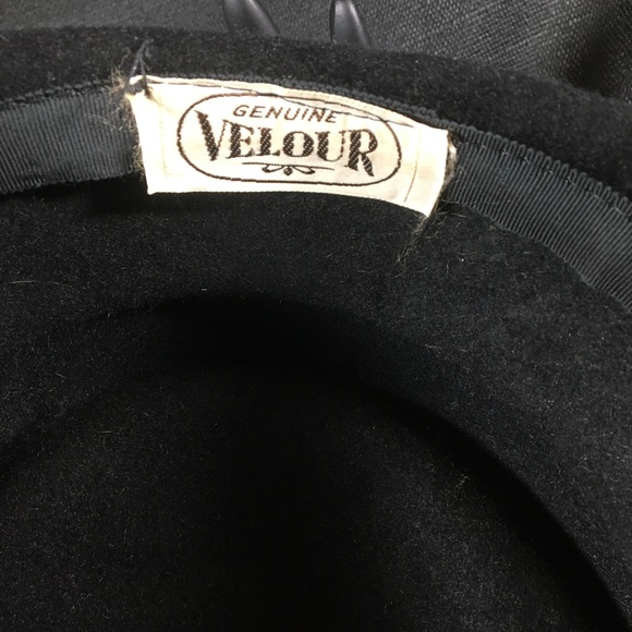 👀 Vintage Genuine Black Velour Hat 🧡 - Picture 4 of 7